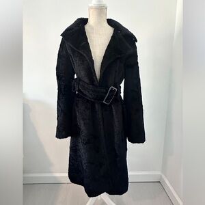 Vintage Bebe Black fur Jacket with Belt